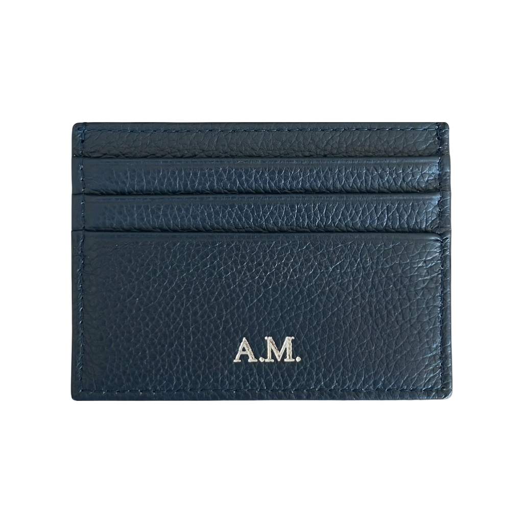 Leather Card Holder Navy Blue