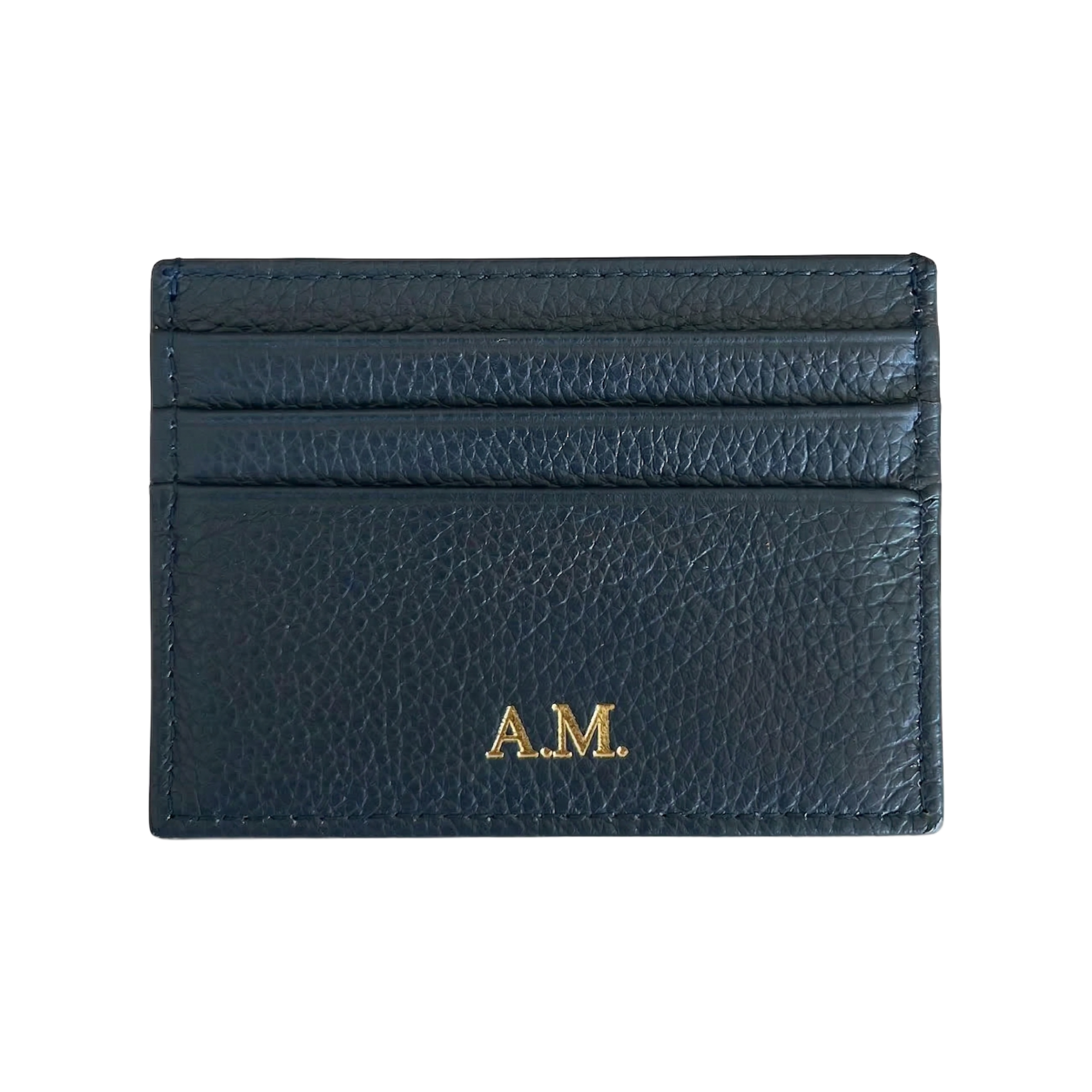 Leather Card Holder Navy Blue