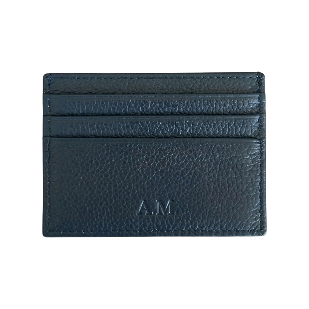 Leather Card Holder Navy Blue