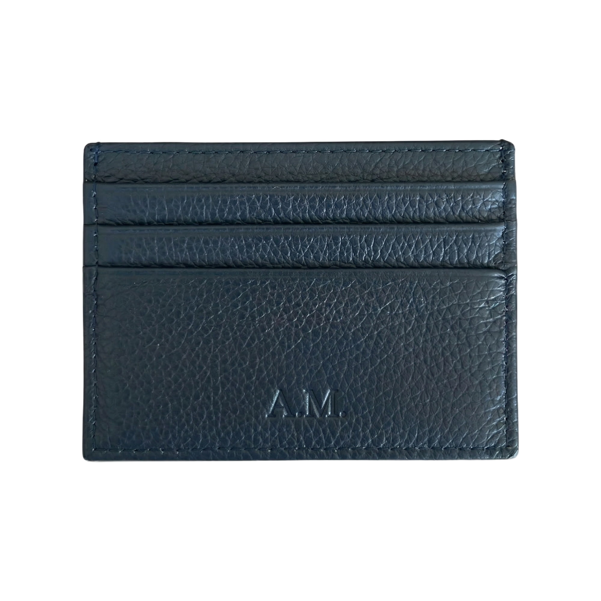 Leather Card Holder Navy Blue