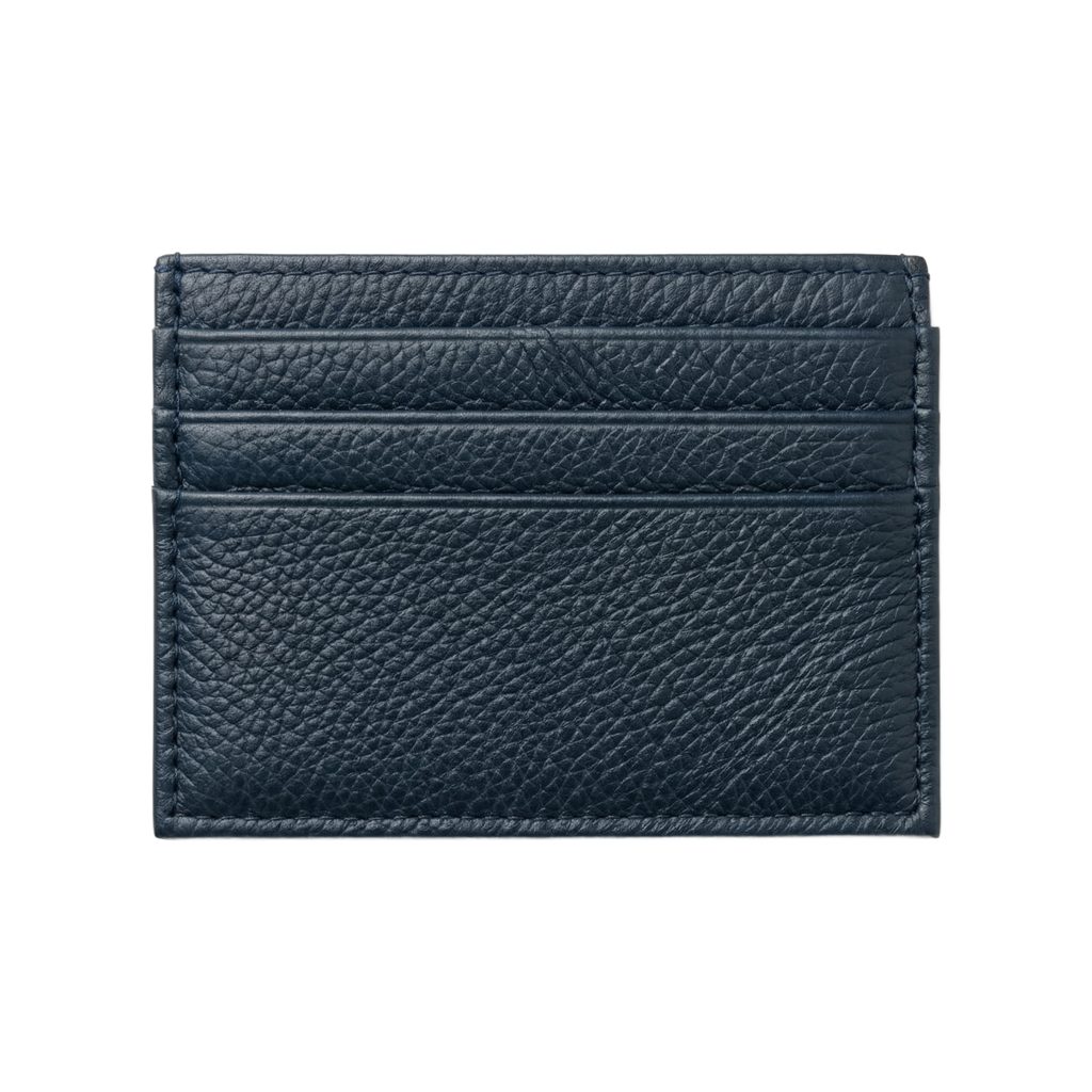 Leather Card Holder Navy Blue