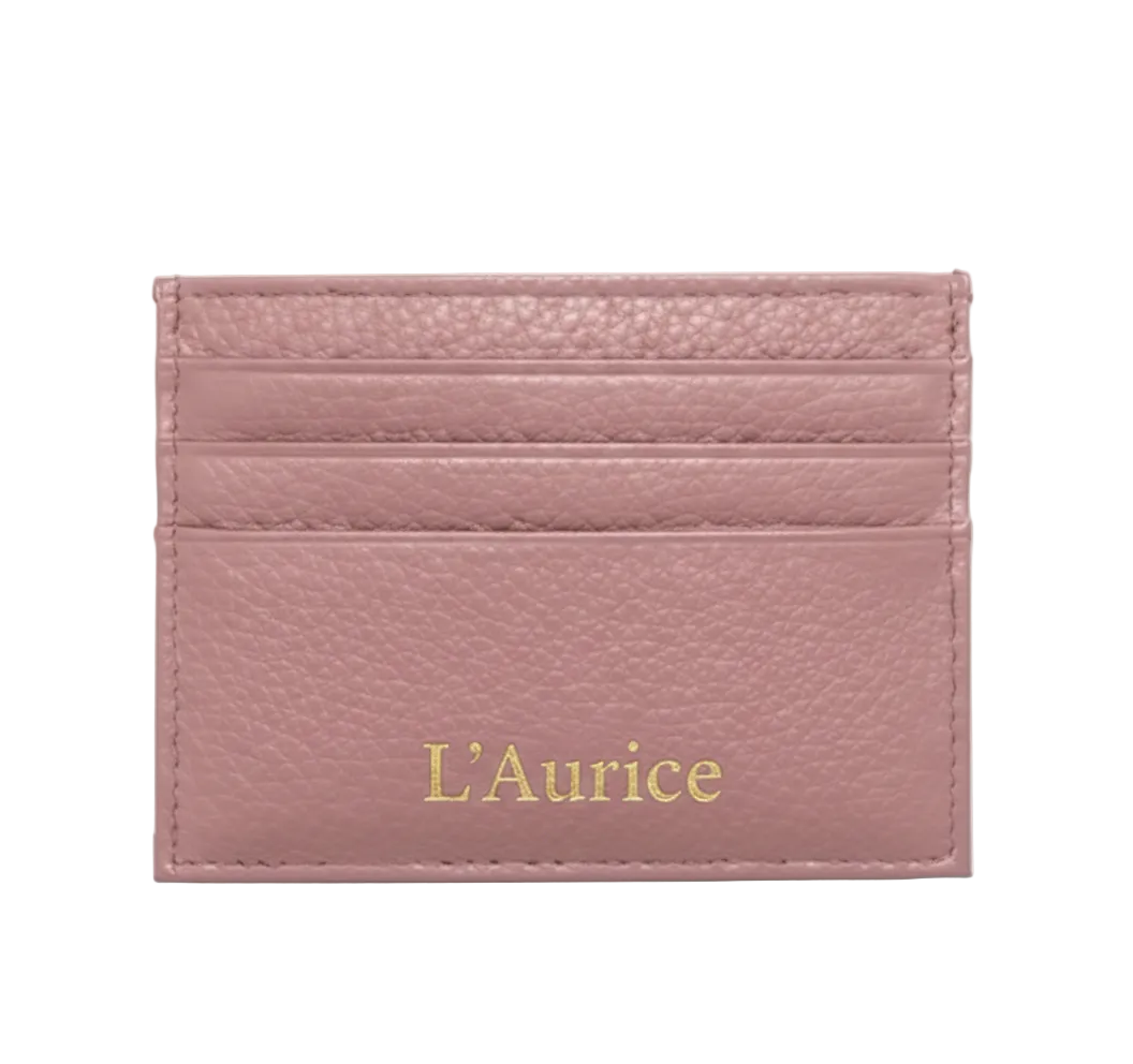 L’Aurice Signature Handcrafted Leather Card Holder Pink